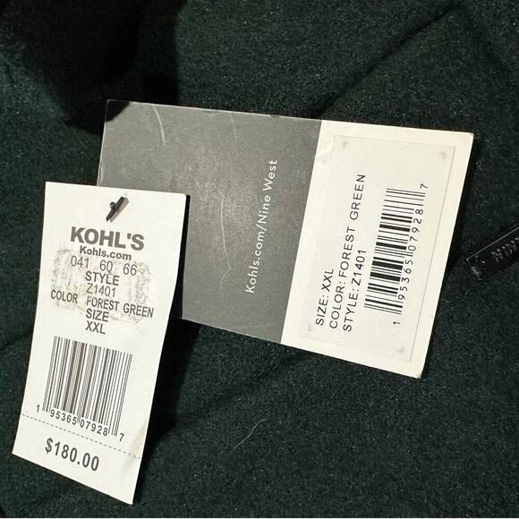 Nine West NWT Sz XXL Forest Green Wool Blend Coat Relaxed Fit Trench Pea Coat - Picture 5 of 12